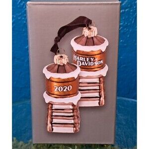 New Harley Davidson 2020 Blown Glass Water Tower Christmas Ornament